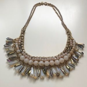 LOFT Statement Necklace in Blush Pink and Gray